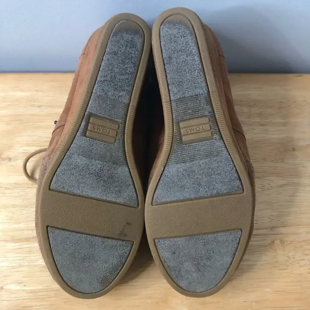 TOMS Suede Lace-Up Wedge Booties | Women's Size 7